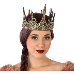 Th3 Party Carnaval verkleed koninginnnen kroon oud goud kleur plastic dames middeleeuwen