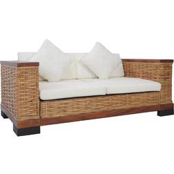 vidaXL 2-personers med hynder naturlig Sofa 155cm 2 personers