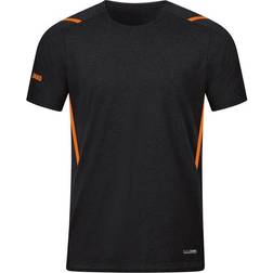 JAKO Challenge T-shirt Unisex - Black Melange/Neon Orange