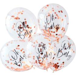 Ginger Ray Latex Ballons Oh Baby Rose Gold/Transparent 5-pack