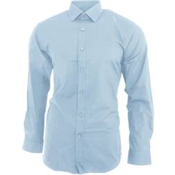 Brook Taverner Pisa Long Sleeve Slim Fit Shirt - Bleu