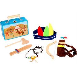 Small Foot 3922 Childrens playset Indian Wild West in suitcase, with axe, knife, arrow, bow, headgear and Indian chain