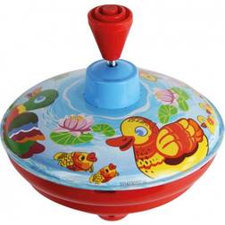 Lena 52410 tin Toys Humming Ducks Ø 14 cm, Spinning, Classical Pump Action, Metal top with Animal Motif, for Children from 18 Months