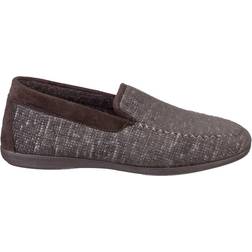 Cotswold Stanley Moc Toe Full Slipper - Negro/Marrón