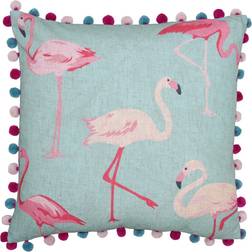 Riva Home Flamingo Pom Pom Edged Kuddöverdrag Blå (50x50cm)
