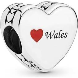 Pandora Wales Love Heart Charm - Silver/Red