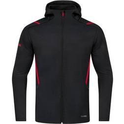 JAKO Challenge Hooded Leisure Jacket Unisex - Black Melange/Red