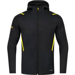 JAKO Challenge Hooded Leisure Jacket Unisex - Black Melange/Citro