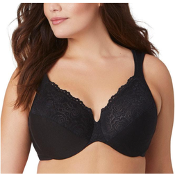 Glamorise Low Cut WonderWire Lace Bra - Black