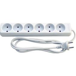 Solar Plus Stikkontaktdåse 6 runde uden jord med 1,5 m ledning 16A 250V hvid