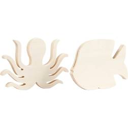 Creativ Company Havdyr blæksprutte og fisk H: 11 cm B: 16 cm D: 1,2 cm krydsfiner 2stk