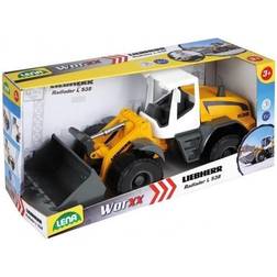 Lena 4612 Worxx Liebherr L538 Litronic Wheel Loader 48 cm Construction Site Toy Vehicle for Children Aged 3 Years and Above Robust Shovel with Handle and Functional Loading Shovel Yellow