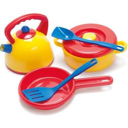 Dantoy Kettle and Pot Set, Role Play Set with 7 Pieces Including Utensils Pretend Play Toys for Kids – Multi-Colour