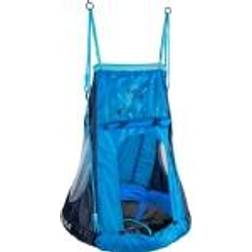 Hudora Cosmos 90 Nest Swing with Tent and LED Lighting, Blue/Black