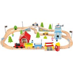 Bino Railway Track Junior 75,5 X 60,5 Cm Wood Natural 80-Parts