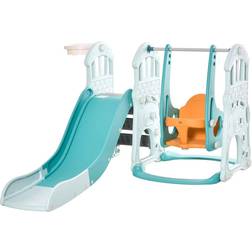 Homcom 3 in 1 Kids Slide & Swing Playset with Basketball Hoop