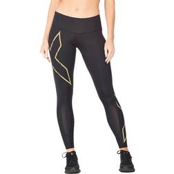 2XU Mid-Rise Compression Tights Women - Black/Gold Reflective