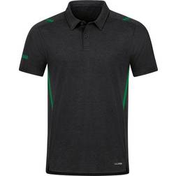 JAKO Polo Challenge Unisex - Black Melange/Sport Green