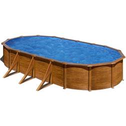 Gre Kit piscine hors-sol pacific acier décor bois ovale 730 x 375 x h120 cm