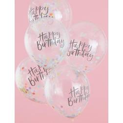Ginger Ray Happy Birthday Konfetti Ballonger 5-Pack