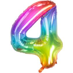 Folat 63244 Foil Balloon Yummy Gummy Rainbow Number 4-86 cm, Multi Colors, 86cm