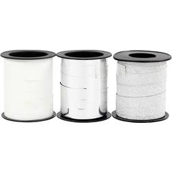 Creativ Company Assortiment De Bolduc Blanc Argenté 10 mm x 15 m 3 pcs