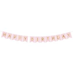 PartyDeco Vaaleanpunainen Viiri Happy Birthday