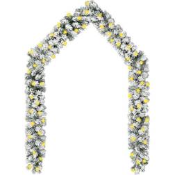 vidaXL Christmas Garland with LEDs&Flocked Snow Green 5 m PVC