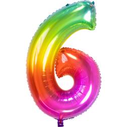 Folat 63246 Foil Balloon Yummy Gummy Rainbow Number 6-86 cm, Multi Colors, 86cm