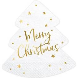 PartyDeco Lautasliinat Merry Christmas Valkoinen Kulta 20-pakkaus