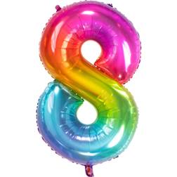 Folat 63248 Foil Balloon Yummy Gummy Rainbow Number 8-86 cm, Multi Colors, 86cm