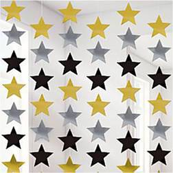 Vegaoo Silver Black and Gold Star String Decs Pk6