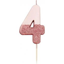 Talking Tables Rose Gold Glitter Number 4 Candle Kakepynt