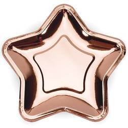 PartyDeco Rosegold Kagetallerken Stjerne