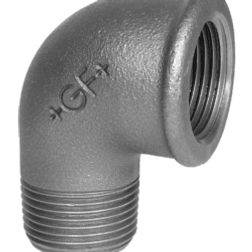 +GF+ Vinkel 90° sort muffe/nippel 1/4