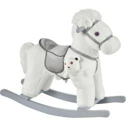 Homcom Kids Plush Rocking Horse with Realistic Noises, White