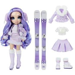 MGA Rainbow High Winter Break Violet Willow Purple Fashion Doll with 2 Outfits, Snow Gear, & Display Stand Includes Snow Board, Ice Skates, Accessories, & More Gift & Collectable for Kids Ages 6