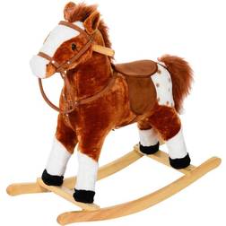 Homcom Plush Ride On Brown Rocking Horse, Brown