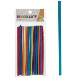 Pincello 20x stuks ronde multi-color kleur hobby knutselen houtjes/ijslollie stokjes 15 x 0.5 cm