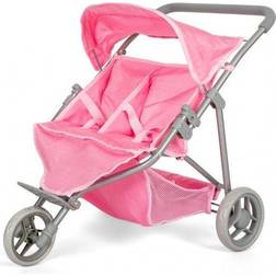 MaMaMeMo dukke tvillinge-klapvogn, pink