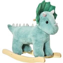 Homcom Kid Plush Ride-On Rocking Horse Triceratops-shaped Toy Rocker
