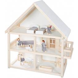 Roba Doll's House, Doll's Villa Including Furniture and Dolls, Girls Toy, Natural Wood, 9457BC