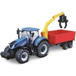 Toymax BURAGO Traktor blå med kombinationstrailer 10cm