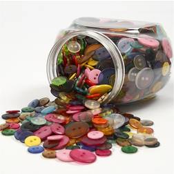 Button Mix, D: 12 18 20 mm, assorted colours, 800 pc/ 1 pack