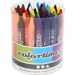 Colortime Wax Crayons, L: 10 cm, thickness 11 mm, assorted colours, 48 pc/ 1 pack