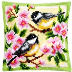 Vervaco Broderikit Kudde Fåglar i körsbärsblomster