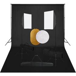 vidaXL Kit de Studio Photo avec Boîte à Lumière Toile de Fond et Réflecteur Lumière de Studio Kit d'Eclairage Photographie Intérieur