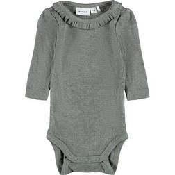 Name It Ribbed Glittery Romper - Agave Green (13196366)