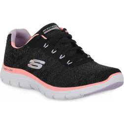 Skechers Flex Appeal 4.0 - Black Mesh/Coral/Lavender Trim