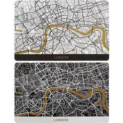 Dkd Home Decor London Place Mat White, Black (43.5x28.5cm)